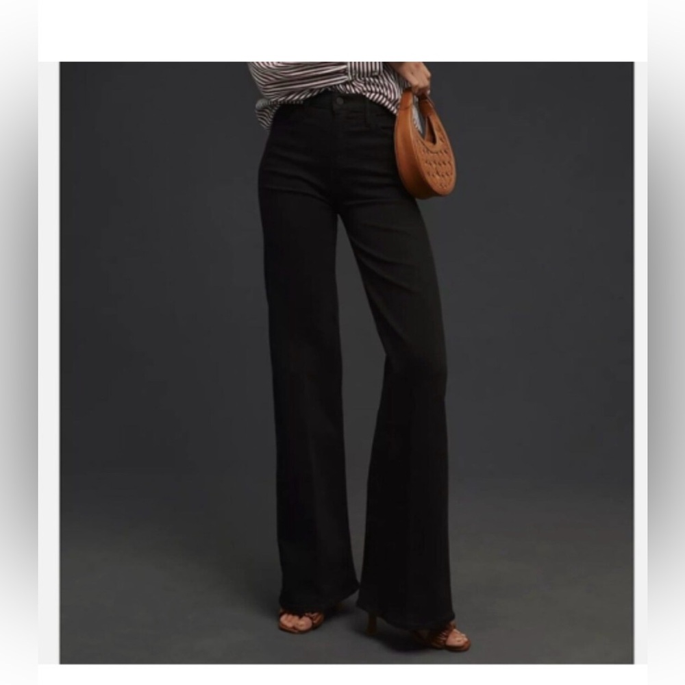 Mother The Hustler Roller Heel Jeans Wide Straight Leg In Pitch Size 26